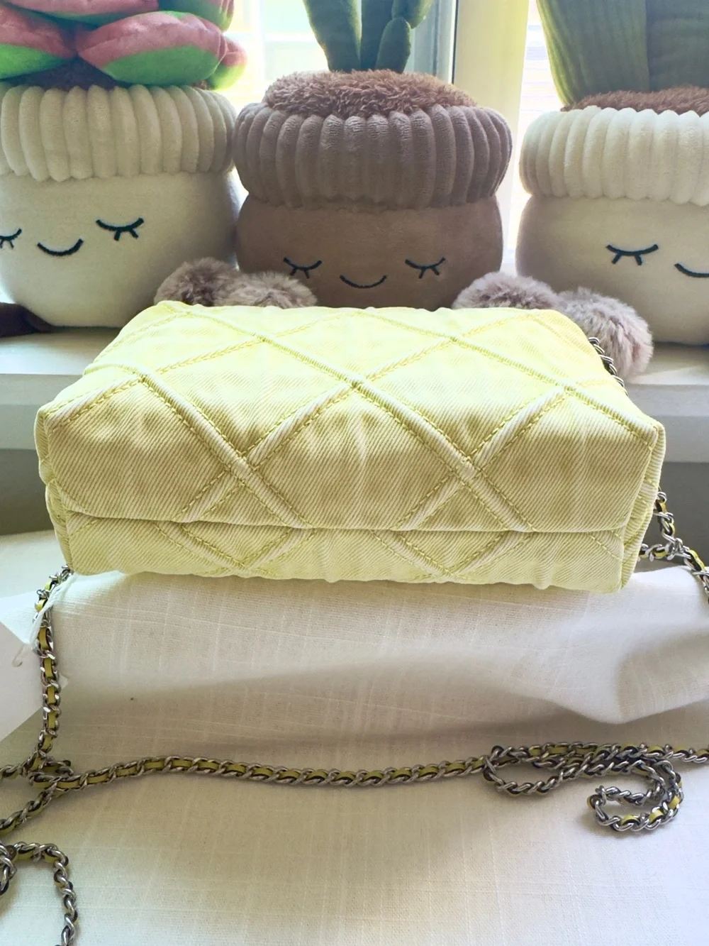 NWT 🌼Tory Burch Yellow Fleming Denim Soft Crossbody Bag